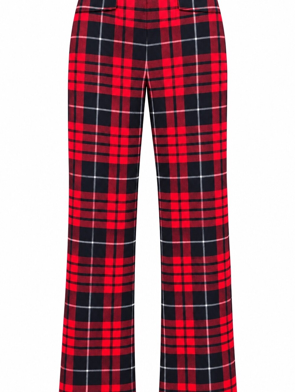 Red & Black Tartan Plaid Straight-Leg Ankle Pants – Classic Holiday Chic